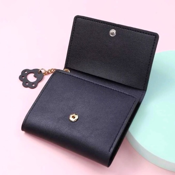 😻Black Trifold Cat Wallet w/Snap Closure - Picture 2 of 5
